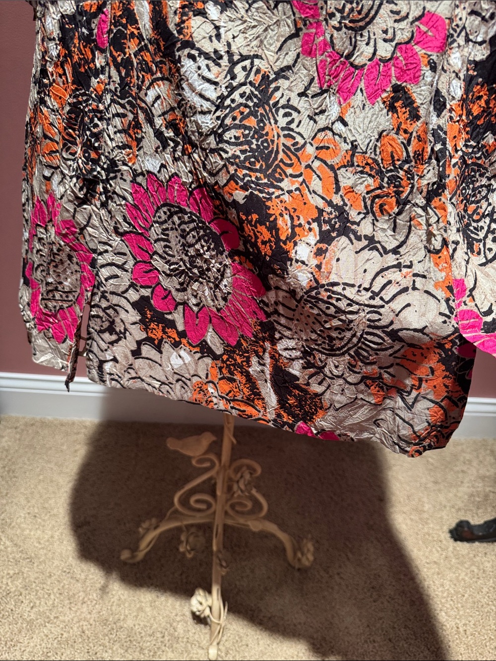Masai Cerise Org Imorga Blouse Pink & Orange Flower Print - Size XL - NWT - Picture 7 of 9
